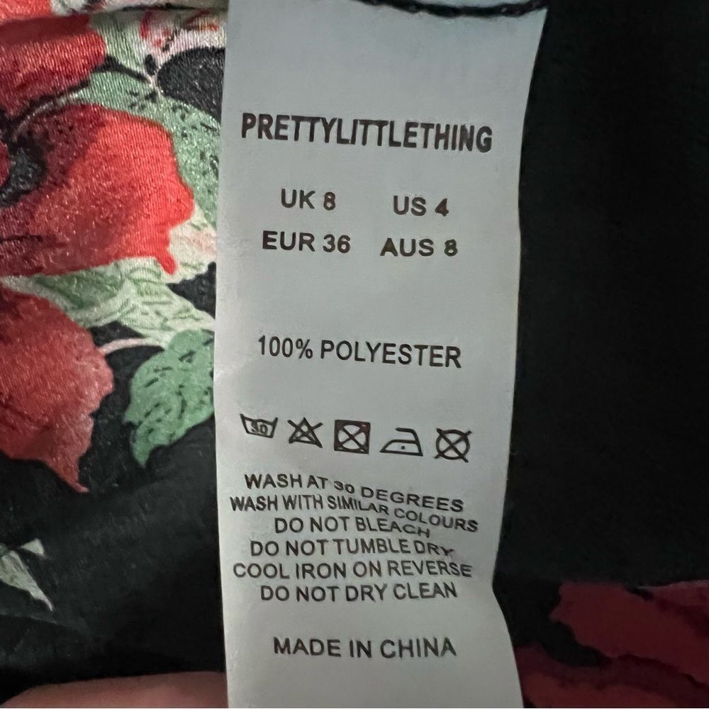 Pretty Little Thing Black/Red Floral Corset Dress Size‎ 4 - Picture 7 of 7